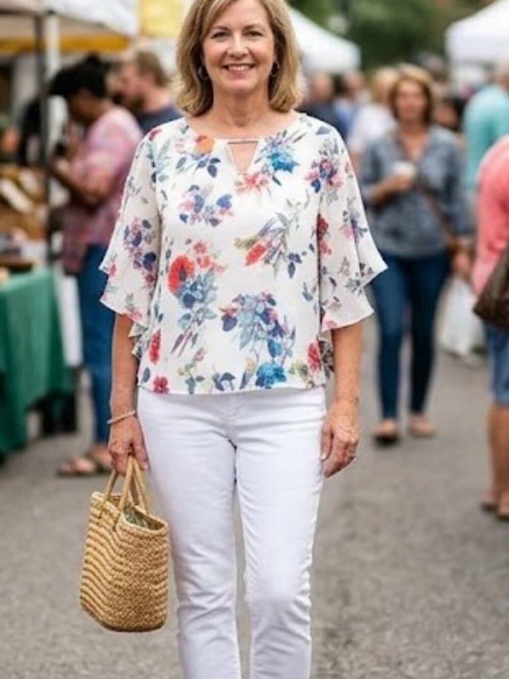 Bali Floral Flutter Sleeve Blouse